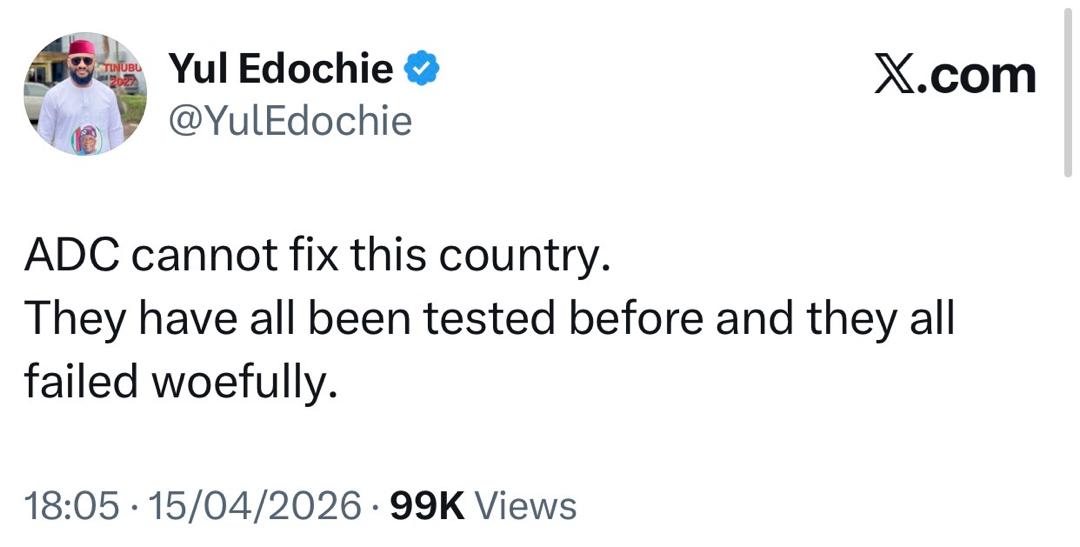 Actor Yul Edochie lets some things off his chest about Nigerian politics and about men with partners who no longer respect them